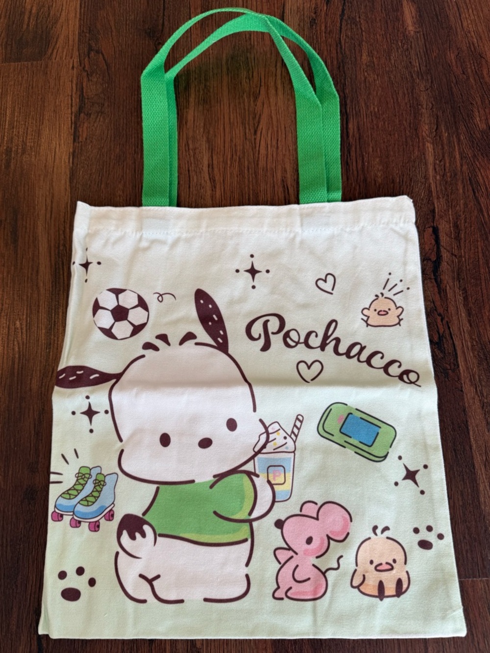 Pochacco Character (1) Large Canvas Tote Bag in Pastel Pink & Blue